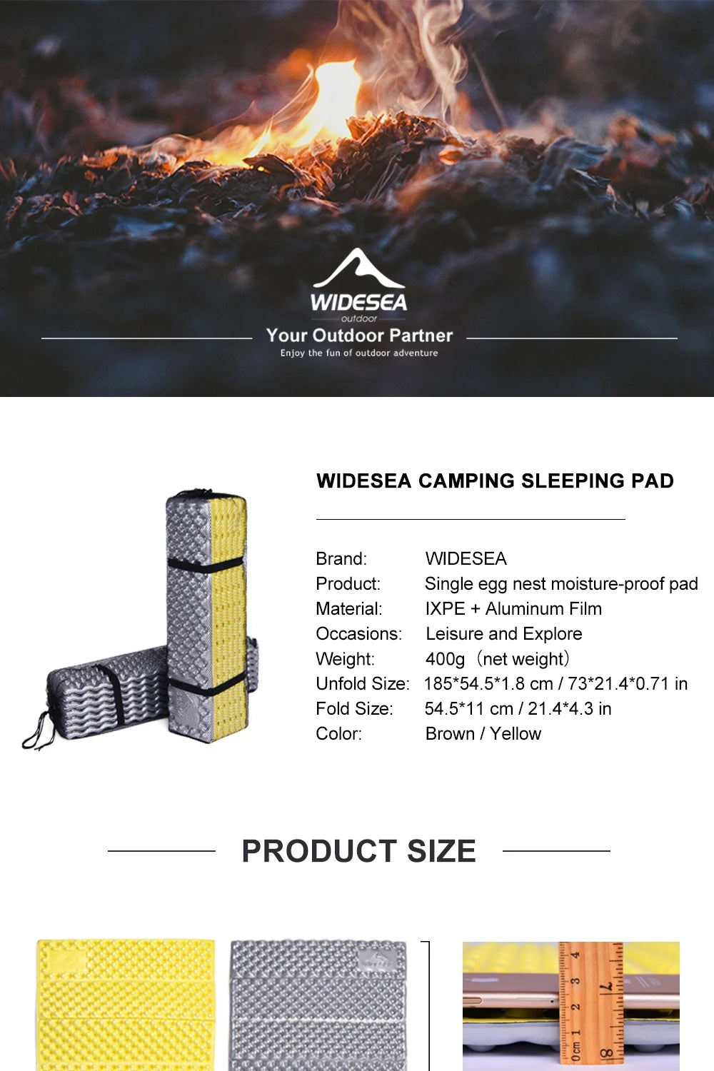 Widesea Portable Camping Mat – Waterproof Foam Sleeping Pad for Travel & Trekking